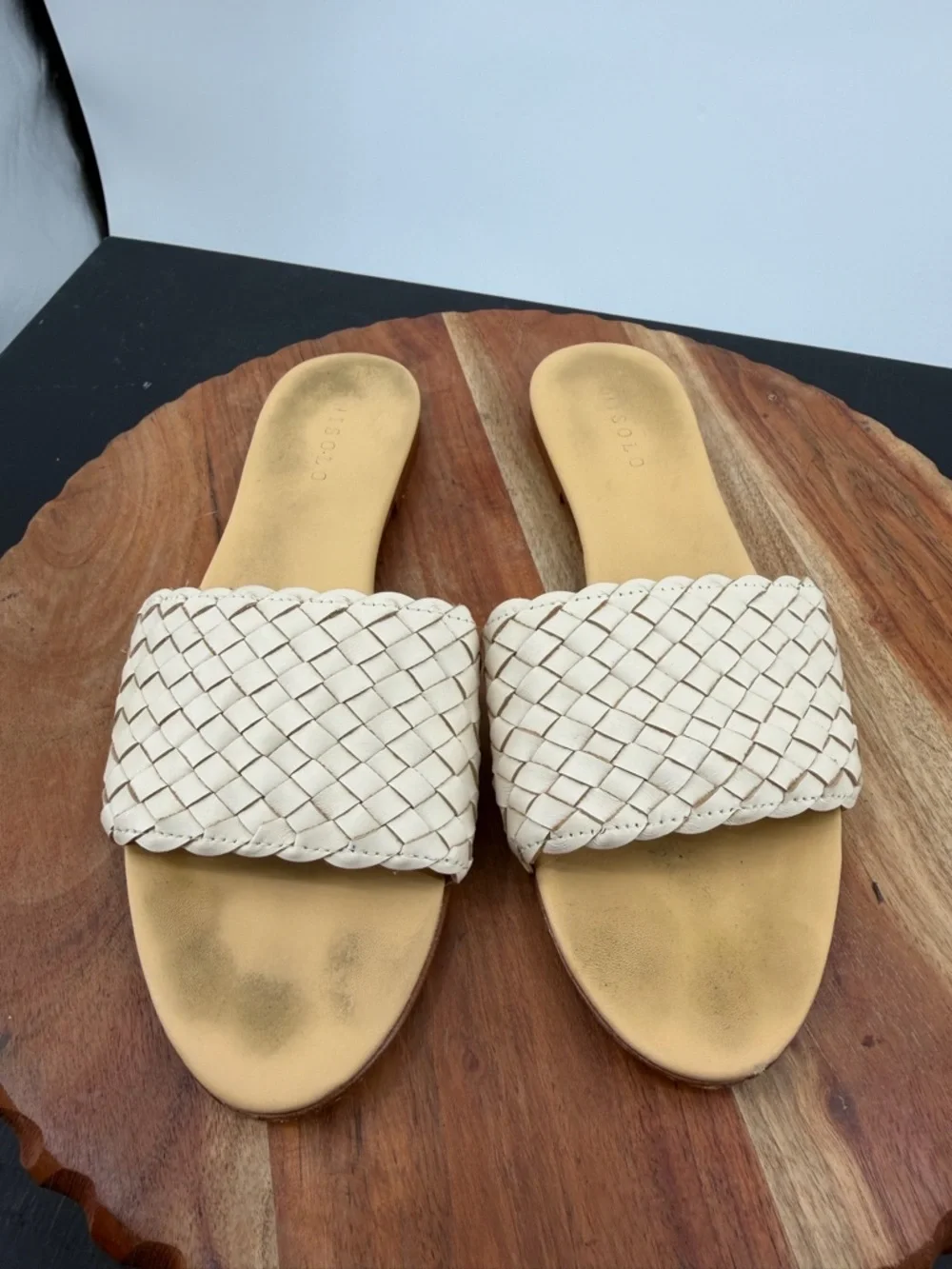 Nisolo Isla Woven Slide Sandals handwoven leather straps cushioned insole sz 8.5